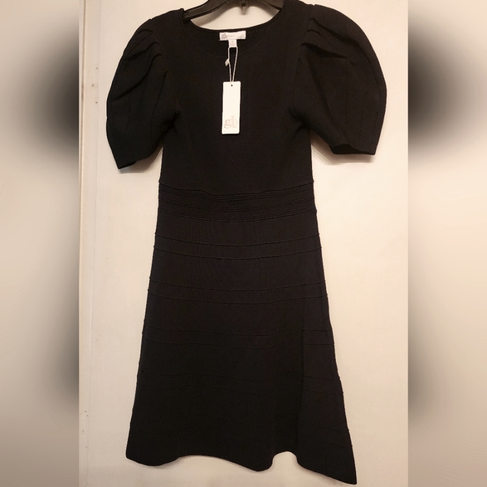 GB Girls Elegant Black Puff Sleeve Dress Nwt